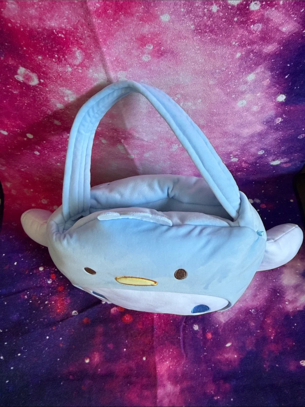 Cute Blue Plush Kids Character Handbag with Face Design
